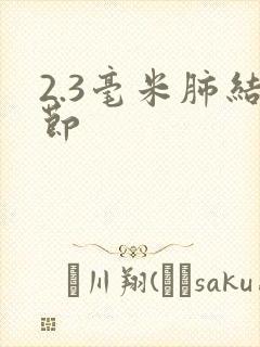 2.3毫米肺结节封面