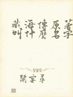 藏海传原著小说叫什么名字