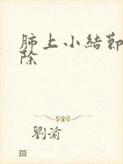 肺上小结节可消除