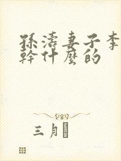 孙涛妻子李莉是干什么的封面