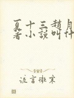 夏十三赵月荣原著小说叫什么名字