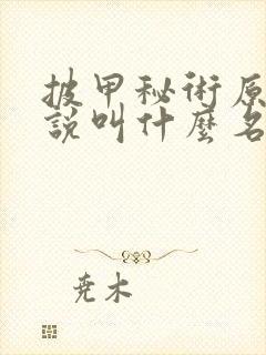 披甲秘术原著小说叫什么名字封面