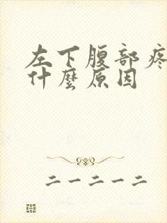 左下腹部疼痛是什么原因