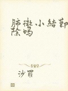 肺微小结节会消除吗封面