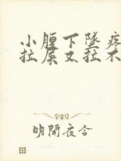 小腹下坠疼痛想拉屎又拉不出来