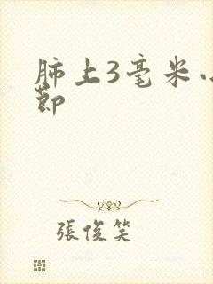 肺上3毫米小结节