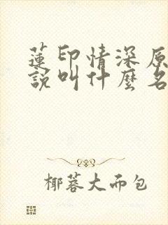 莲印情深原著小说叫什么名字
