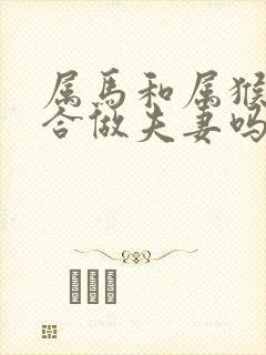 属马和属猴的适合做夫妻吗