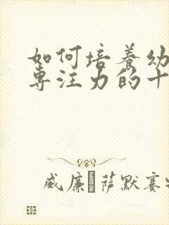 如何培养幼儿的专注力的十种方法