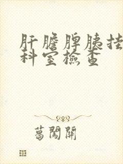 肝胆脾胰挂什么科室检查