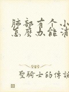 肺部有个小结节怎么办能消除吗