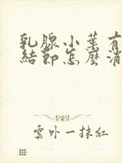 乳腺小叶有增生结节怎么消除