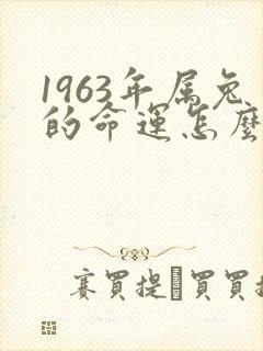 1963年属兔的命运怎么样