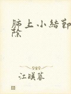 肺上小结节会消除