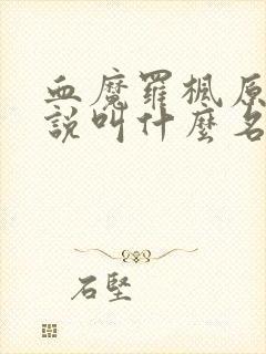 血魔罗枫原著小说叫什么名字