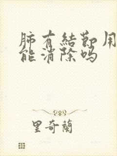 肺有结节用中药能消除吗