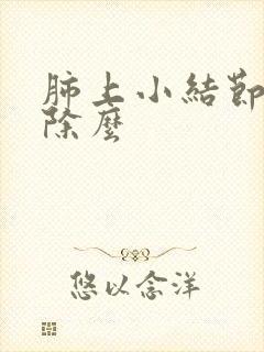 肺上小结节会消除么