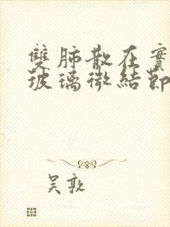 双肺散在实性磨玻璃微结节封面