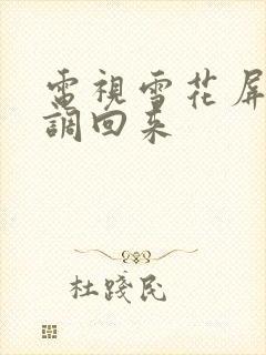 电视雪花屏怎么调回来封面