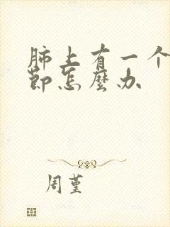 肺上有一个肺结节怎么办封面