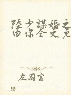 陆少谋婚之婚不由你全文免费阅读