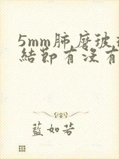 5mm肺磨玻璃结节有没有可能消失