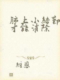 肺上小结节怎样才能消除