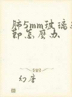 肺5mm玻璃结节怎么办