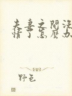 夫妻之间没有感情了怎么办