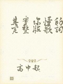 其实你懂的原唱完整版歌词封面