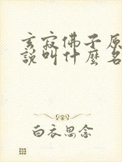 玄寂佛子原著小说叫什么名字