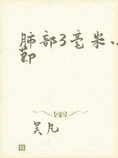 肺部3毫米小结节封面