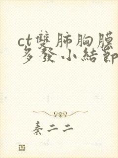 ct双肺胸膜下多发小结节封面