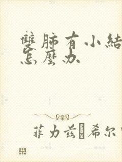 双肺有小结节影怎么办