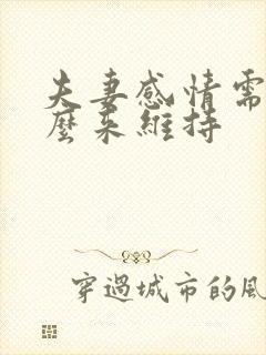 夫妻感情需要什么来维持封面