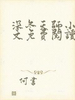 深冬天师小说全文免费阅读封面