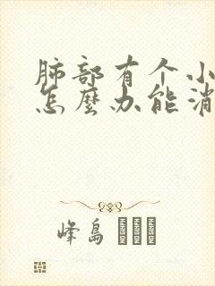 肺部有个小结节怎么办能消除吗封面