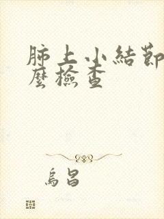 肺上小结节做什么检查