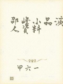 邵峰小品演员个人资料封面