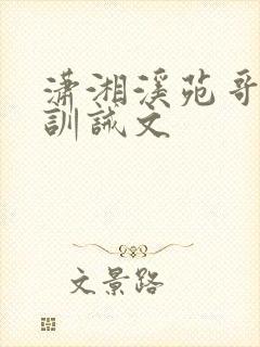 潇湘溪苑哥打弟训诫文