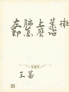 左肺上叶微小结节怎么治