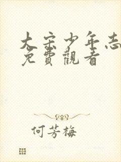 大宋少年志全集免费观看