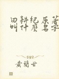 田耕纪原著小说叫什么名字