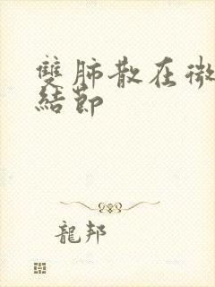 双肺散在微小小结节封面