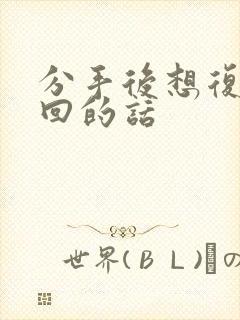 分手后想复合挽回的话