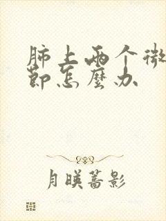 肺上两个微小结节怎么办