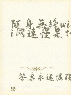 随身无线wifi网速慢是什么原因