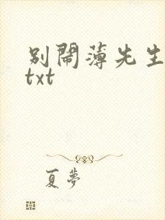 别闹薄先生免费txt