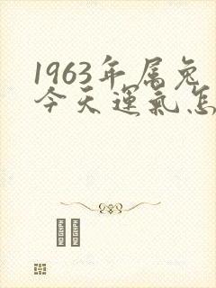 1963年属兔今天运气怎么样