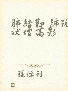 肺结节 肺斑点状增高影封面